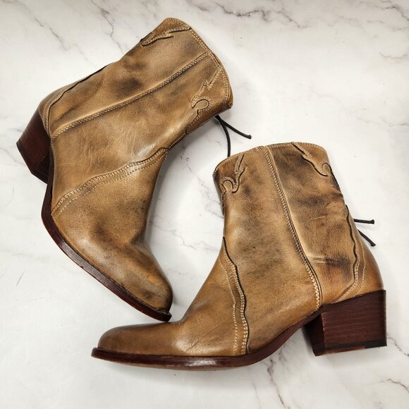 Free People New Frontier Western Boots Brown Leather Cowgirl Women's 8.5 (39) - Picture 7 of 11